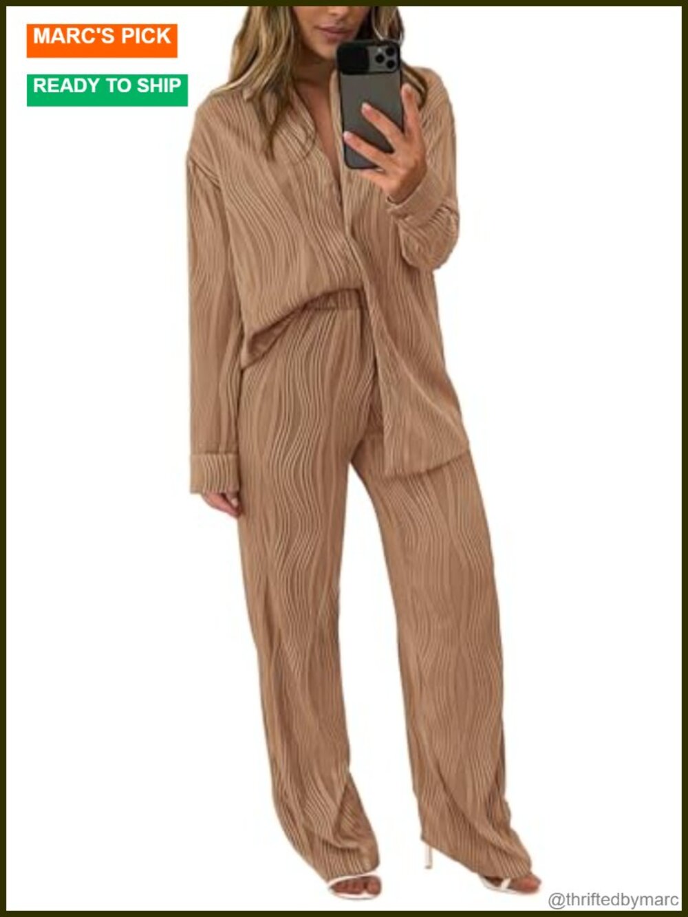 Women's 2 Piece Tracksuit Set Button Down Shirt Wide Leg Pants Lounge